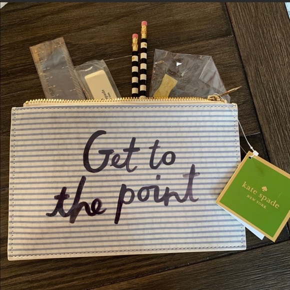 NWT KATE SPADE Get To The Point pencil pouch pencils sharpener eraser ruler - Picture 3 of 4